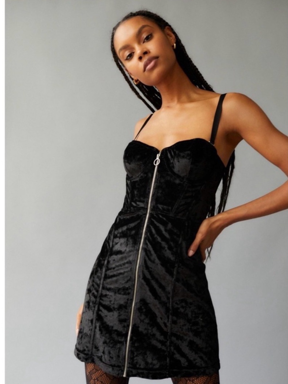 Urban Outfitters S Velvet Bustier Corset Mini Dress Zip Front Whimsigoth Fairy